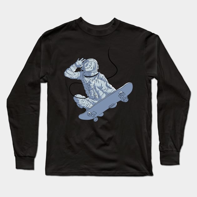 Astronaut Skateboard Skater Gift design Long Sleeve T-Shirt by theodoros20